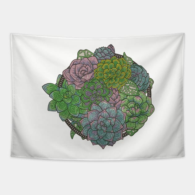 Let it Grow, Succulent Illustration Tapestry by bblane