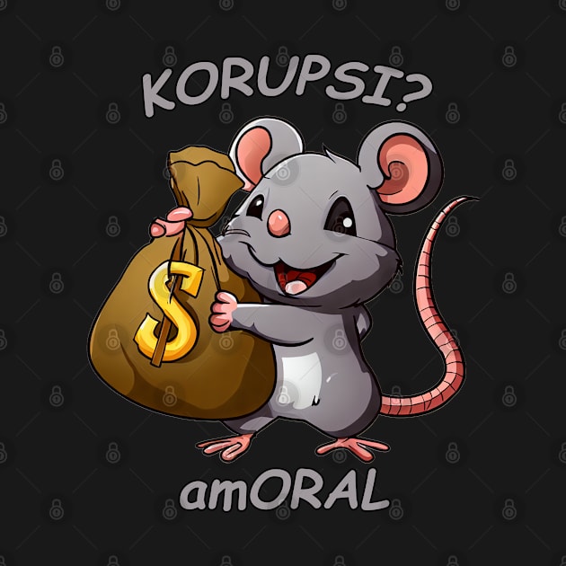 Amoral Corruption Rat | Rat Holding Money Bag by amoral666