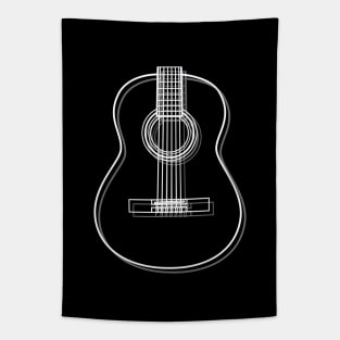 Classical Acoustic Guitar Body Outline Dark Theme Tapestry