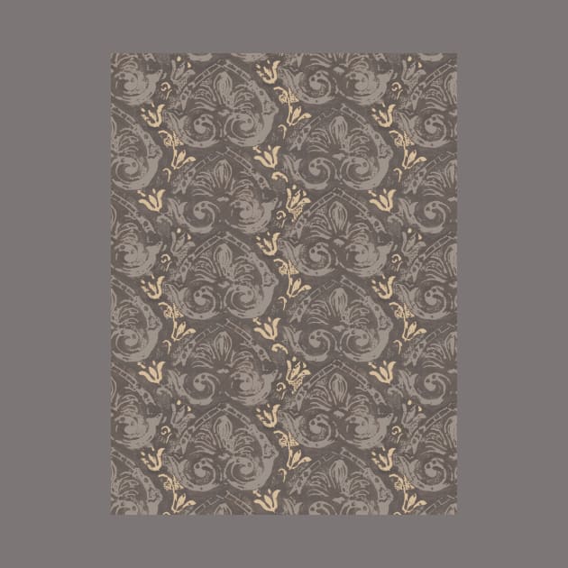 Damask linocut print by Remotextiles