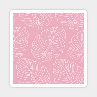 Pink Tropical Leaves Pattern Magnet
