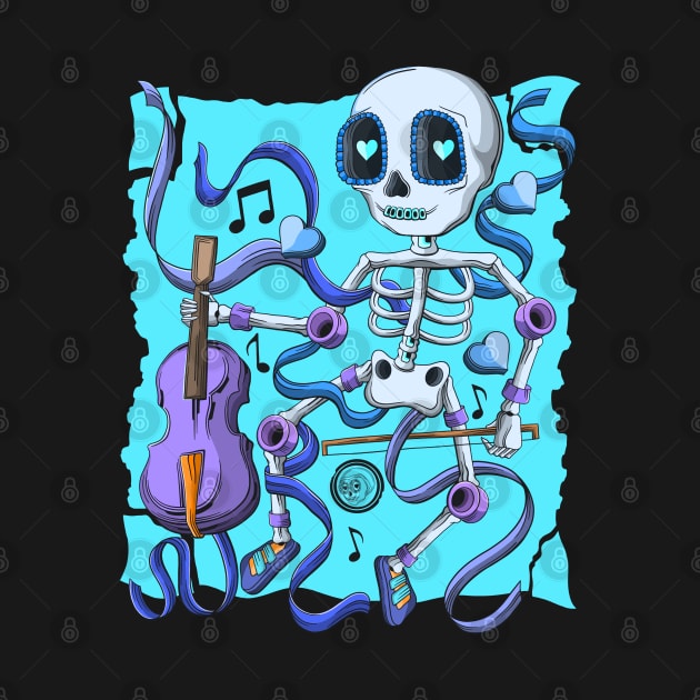 The Skeleton Violin Lover- Día De Los Muertos- Violin music Lover by Scriptnbones