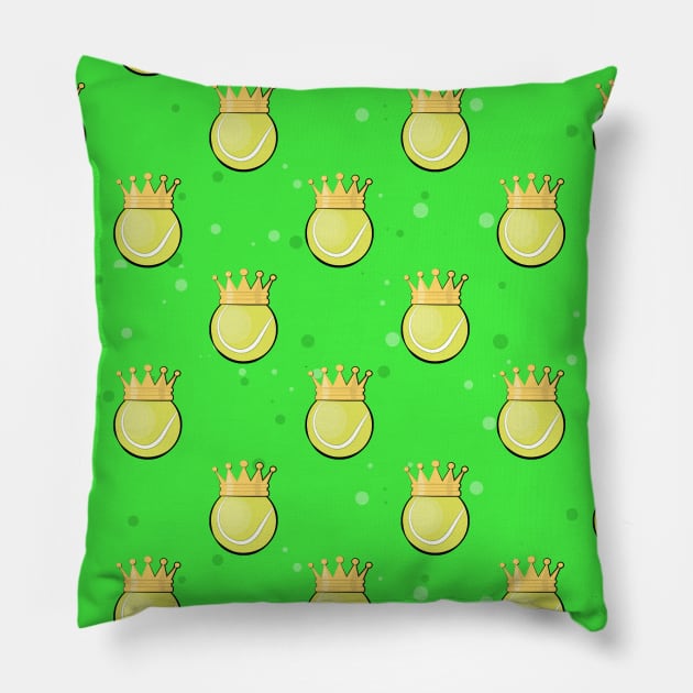 King Tennis - Seamless Pattern on Green Background Pillow by DesignWood-Sport