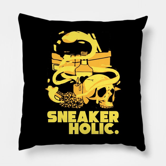 Sneaker Holic Taxi Opti Yellow Pillow by funandgames