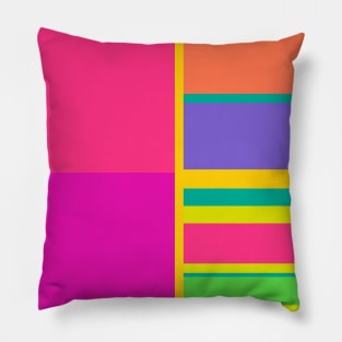 It's hip to be square. . . in neon color block pattern - neon pink,neon yellow, neon green Pillow