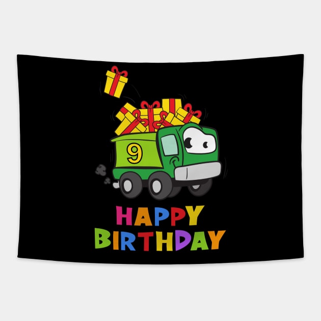 9th Birthday Party 9 Year Old Nine Years Tapestry by KidsBirthdayPartyShirts