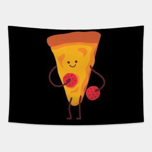 Cartoon Pepperoni Cute Pizza Slice Tapestry