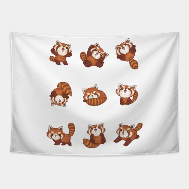 Many Red pandas Tapestry by sanogawa