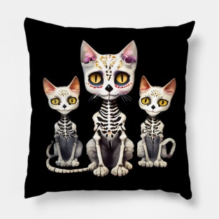 Day of the Dead Skeleton Cats Pillow