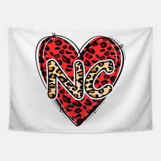 Love NORTH CAROLINA Leopard Heart NC Tapestry