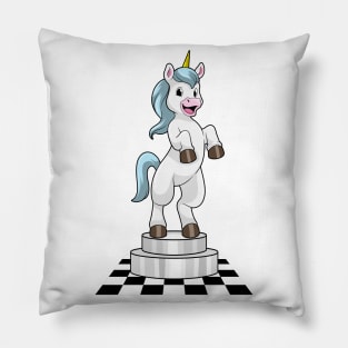 Unicorn at Chess as Chess piece Knight Pillow