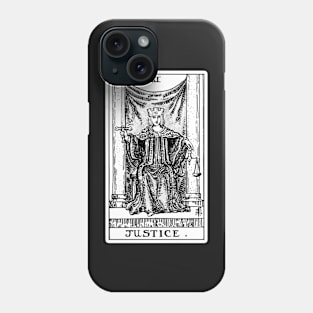 XI. Justice Tarot Card | Black and white Phone Case