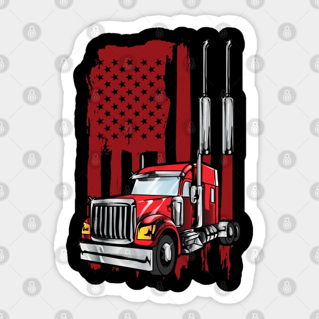 Truck Driver American USA Flag Patriotic Trucker' Sticker