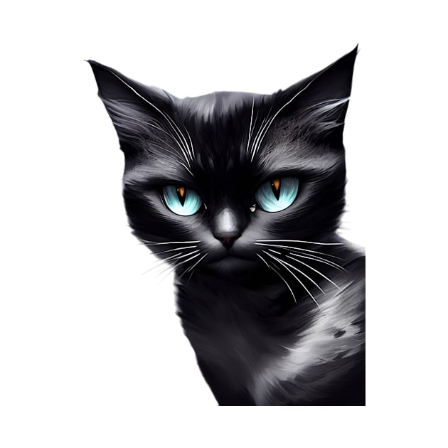 Black cat with blue eyes by LATAVIdesign