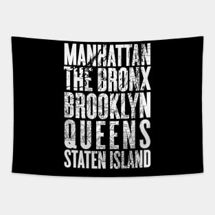 New York City Boroughs Minimalist Design Tapestry