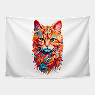 Leaf Cat Colorful Tapestry