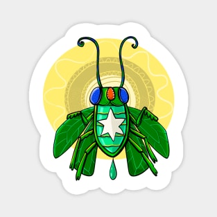 green scarab beetle with a golden disc Magnet