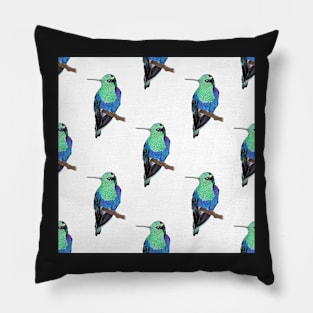 Watercolor pattern with hummingbirds Pillow