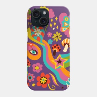 Psychedelic 70s disco tripping - fun retro design by Cecca Designs Phone Case