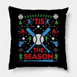 Funny Baseball 'Tis the Season Ugly Christmas Sweater Party Shirt Pillow