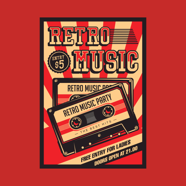 Retro Music Compact Cassette Vintage by ArtStellar