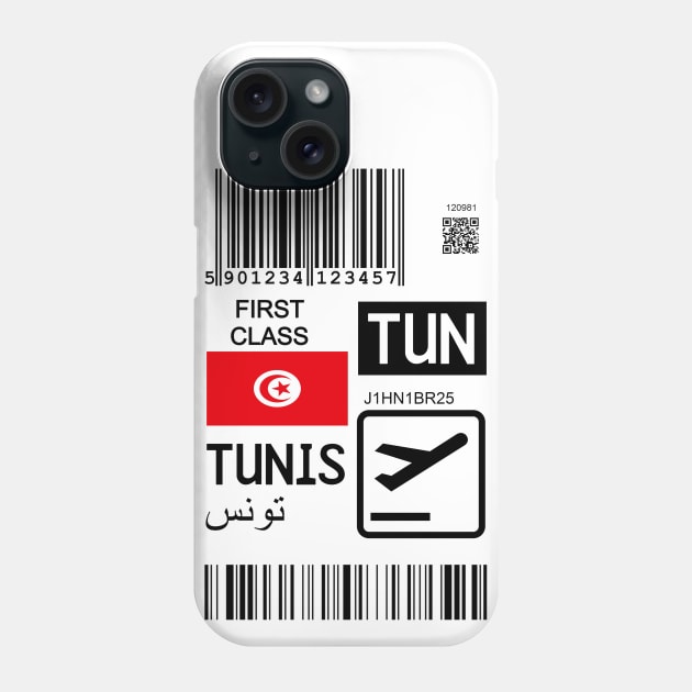 Tunis Tunisia travel ticket Phone Case by Travellers