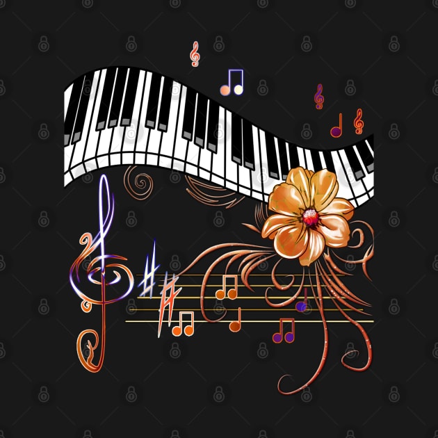 Piano Musically Gold Flower by KimLeex