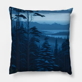 Blue Dusk Forest View #9 Pillow