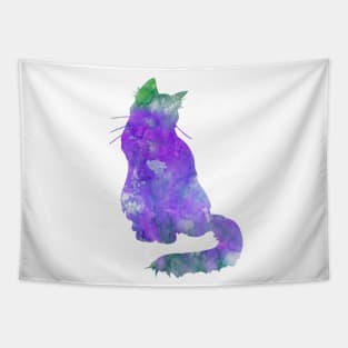 Purple Cat Watercolor Painting Tapestry
