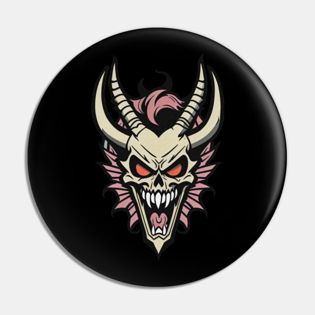 Colored Demon Face Cartoon Pin by DeathAnarchy