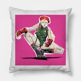 brave soldier in cammoflauge art anime style Pillow