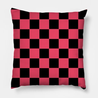 Blush and Black Chessboard Pattern Pillow