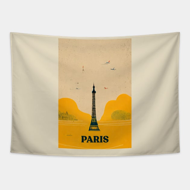 Paris Retro Travel Tapestry by Retro Travel Design