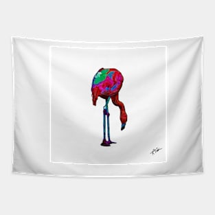 Stooped Over Flamingo In Abstract Tapestry