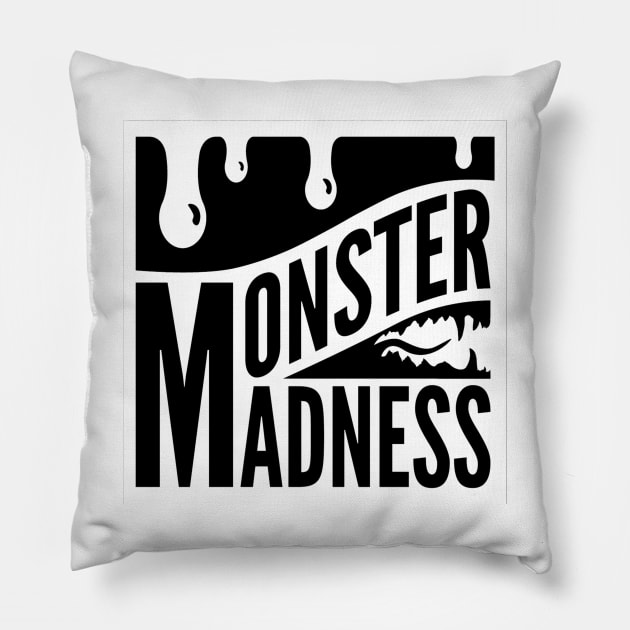 Monster Madness Original Logo - Invert Pillow by Erika Gwynn