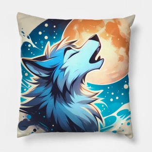 Awoo Moon Howling Wolf Anthro Furry Pillow