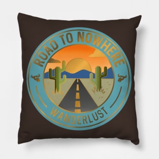 Road To Nowhere Desert Badge Pillow