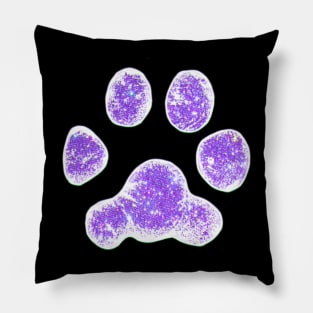 Glittery Purple Paw Print Pillow