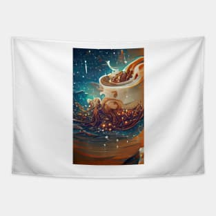 The Coffee Starry Teal ocean| starry night Tapestry