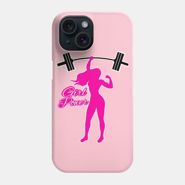 Barbell girl, gym girl, fitness women Phone Case by TimAddisonArt