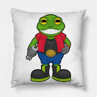 Frog as Mechanic with Spanner Pillow