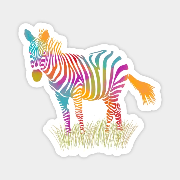 Rainbow Colored Zebra Magnet by Alissa Carin