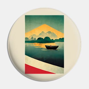 Lake Boat Retro Pin