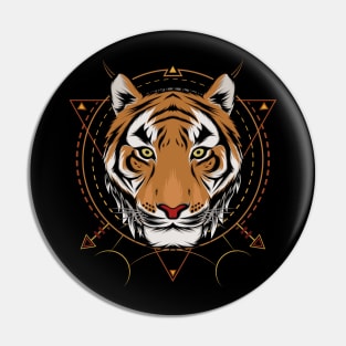 Tiger head illustration Pin