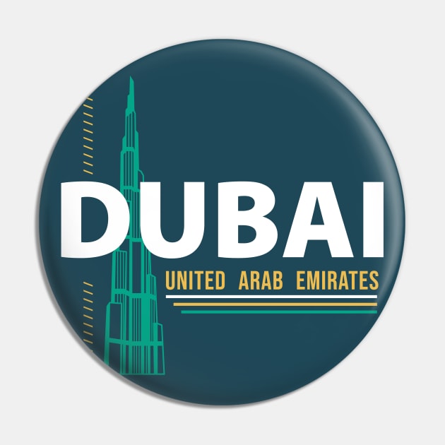 Retro Dubai United Arab Emirates Tower Skyline Vintage UAE Pin by Now Boarding