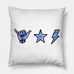 tye dye shaka hand, star & lightning sticker pack Pillow
