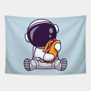 Cute Astronaut With Hot Dog Cartoon Tapestry