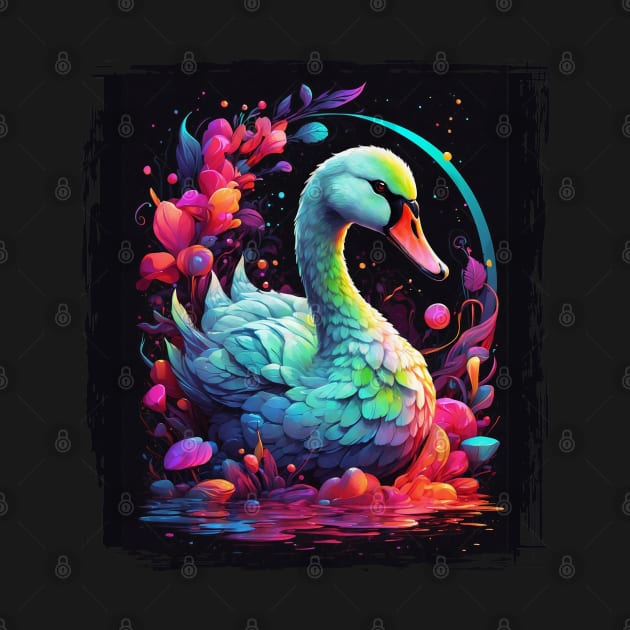 Swan in lake of colors by Tiago Augusto