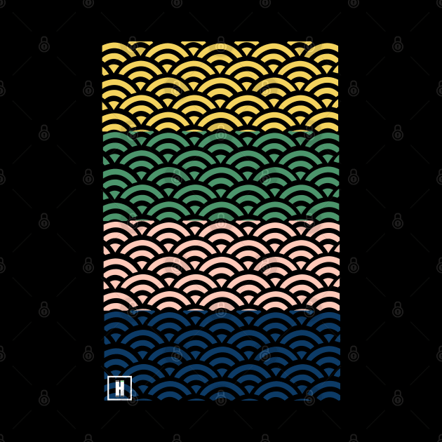 Retro Japanese Clouds Pattern RE:COLOR 16 by HCreatives