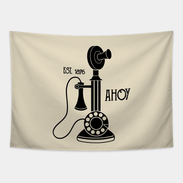 Ahoy Hoy - Vintage Antique Candlestick Telephone Design Tapestry by stacreek